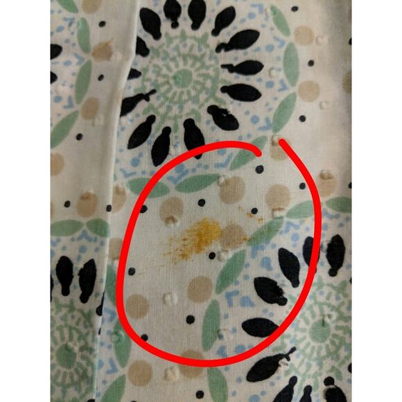 Ann Taylor LOFT Patterned Skirt Green White Tan A-Line Flare 0 - Picture 7 of 7